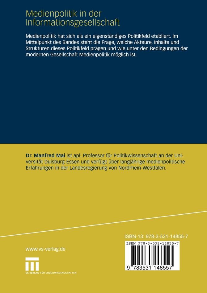 Medienpolitik in der Informationsgesellschaft