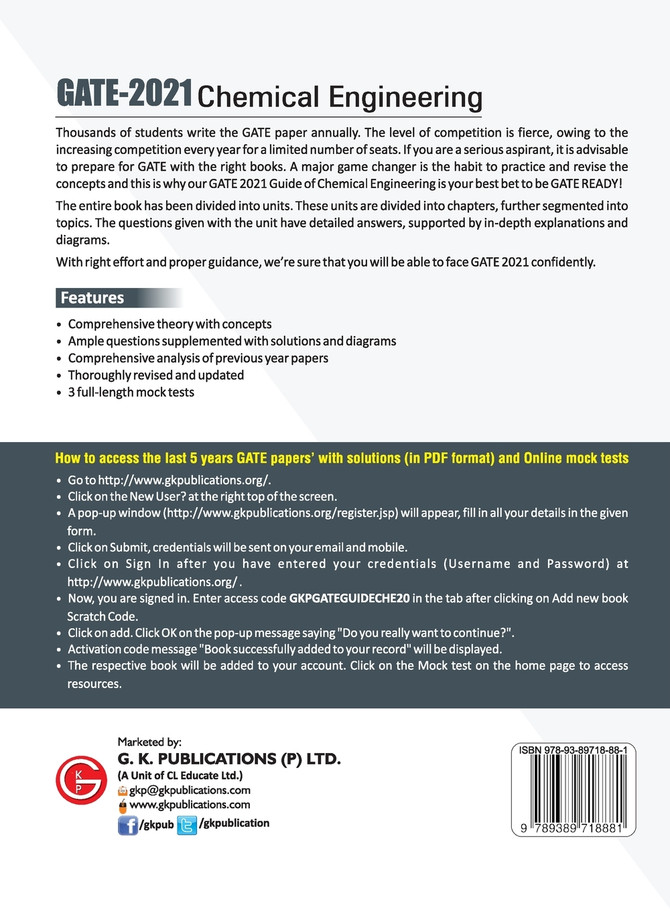 GATE 2021 - Guide - Chemical Engineering