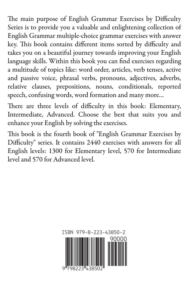 English Grammar Exercises by Difficulty