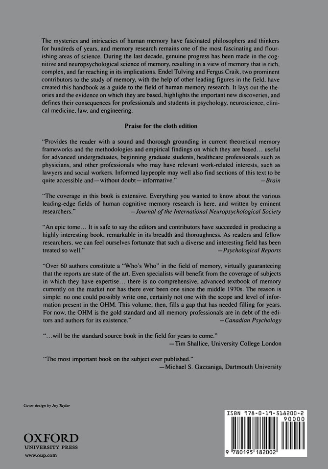 The Oxford Handbook of Memory