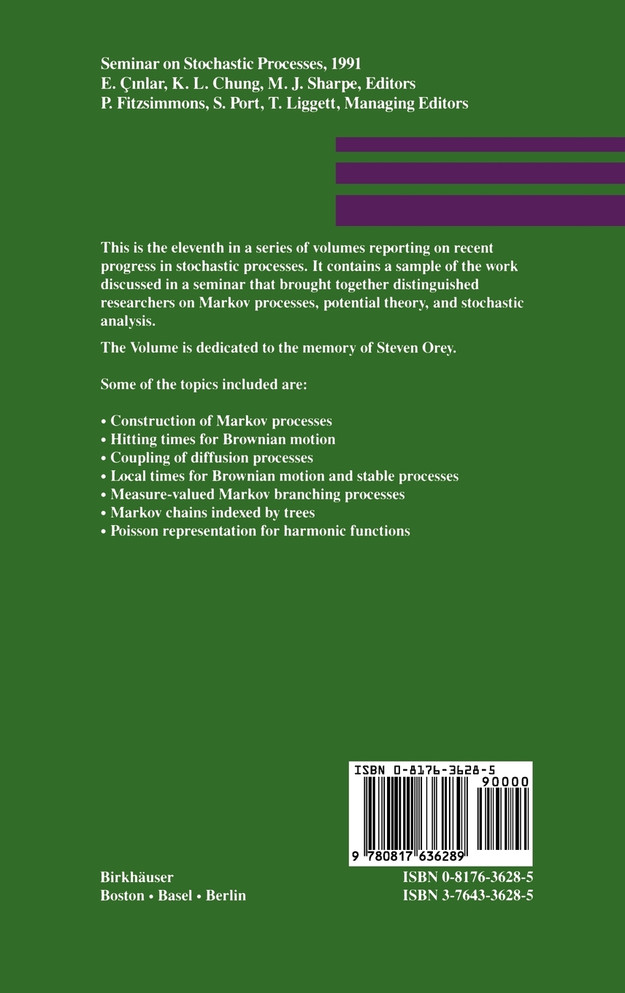 Seminar on Stochastic Processes, 1991