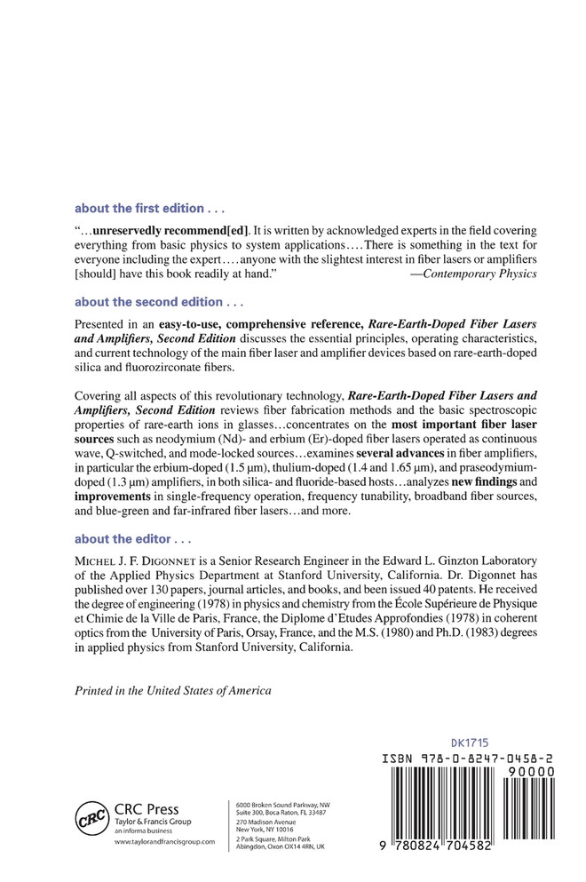 Rare-Earth-Doped Fiber Lasers and Amplifiers, Revised and Expanded