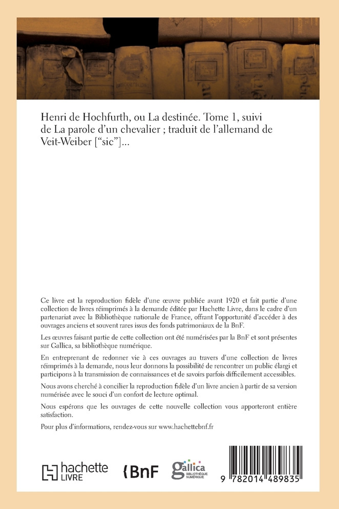 Henri de Hochfurth, ou La destinée. Tome 1