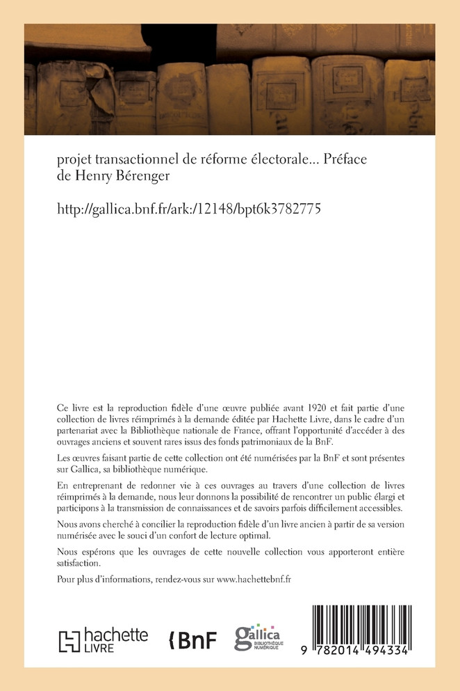 projet transactionnel de réforme électorale Préface