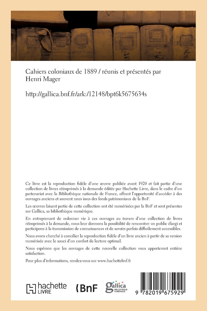 Cahiers coloniaux de 1889