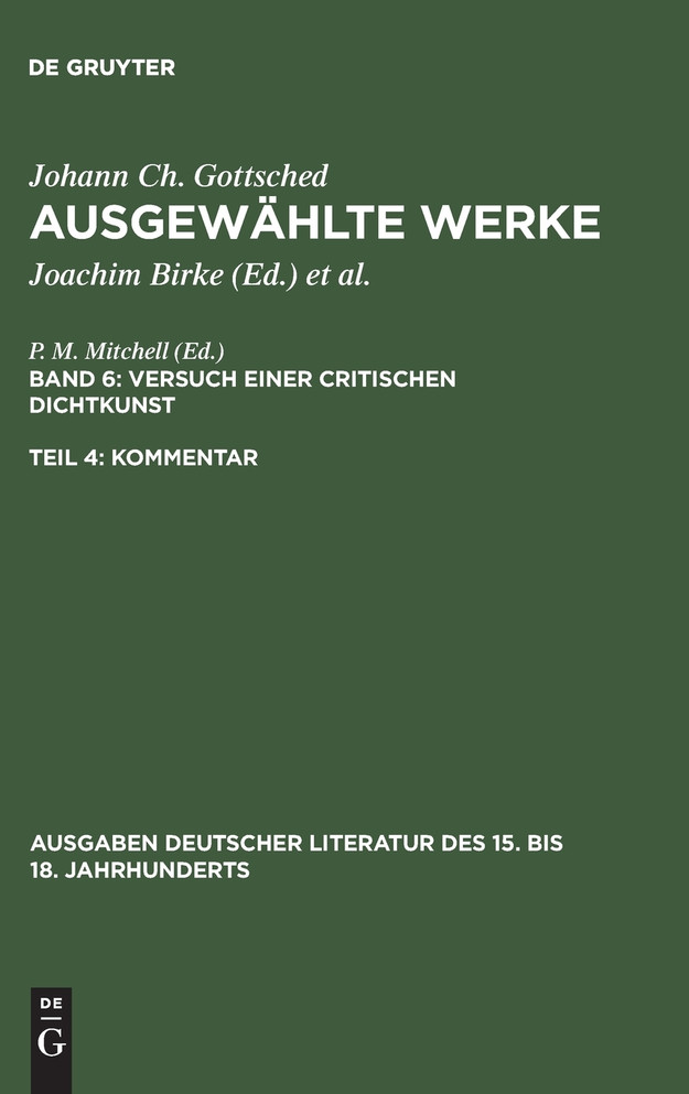 Ausgewählte Werke, Bd 6/Tl 4, Kommentar
