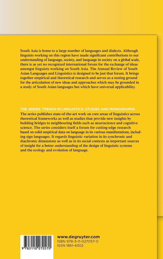 Annual Review of South Asian Languages and Linguistics
