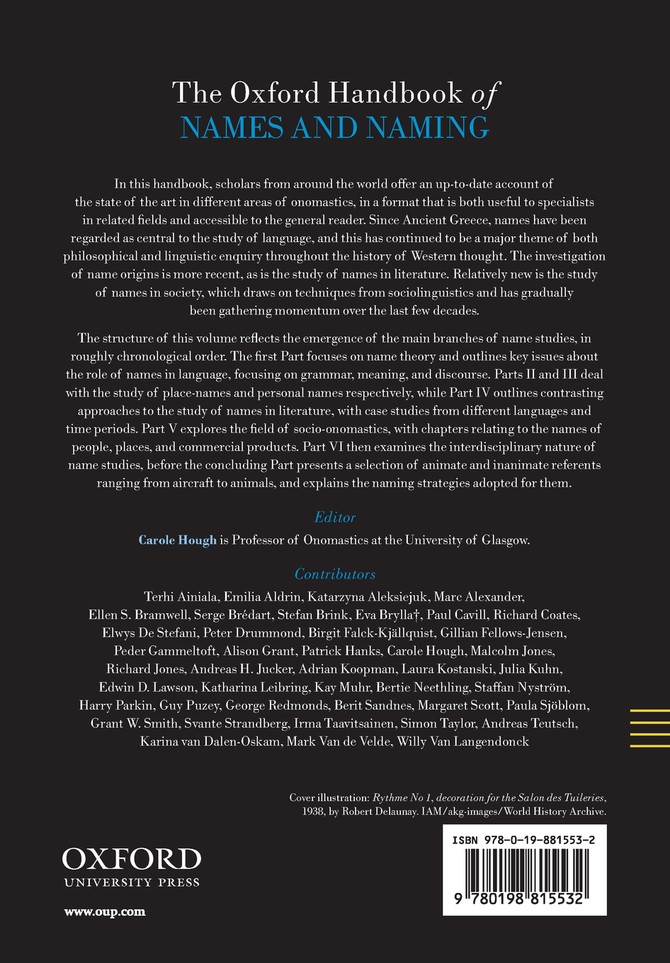 The Oxford Handbook of Names and Naming