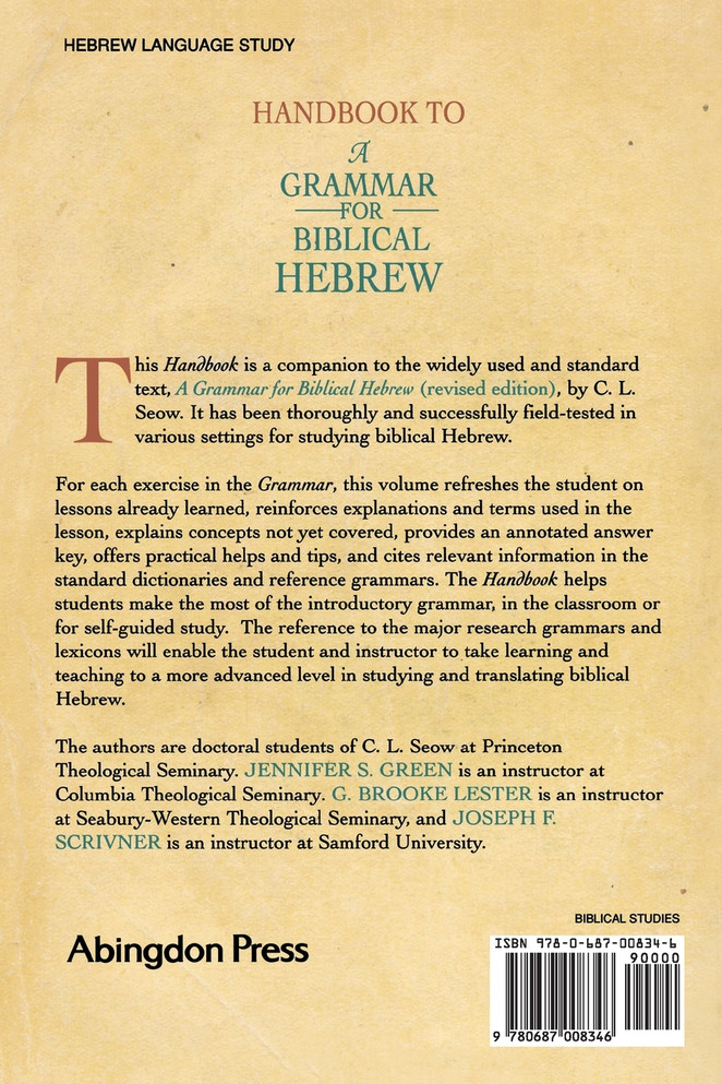 Handbook to a Grammar for Biblical Hebrew