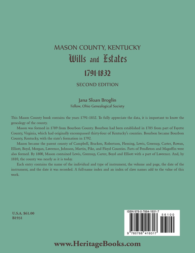 Mason County, Kentucky Wills and Estates