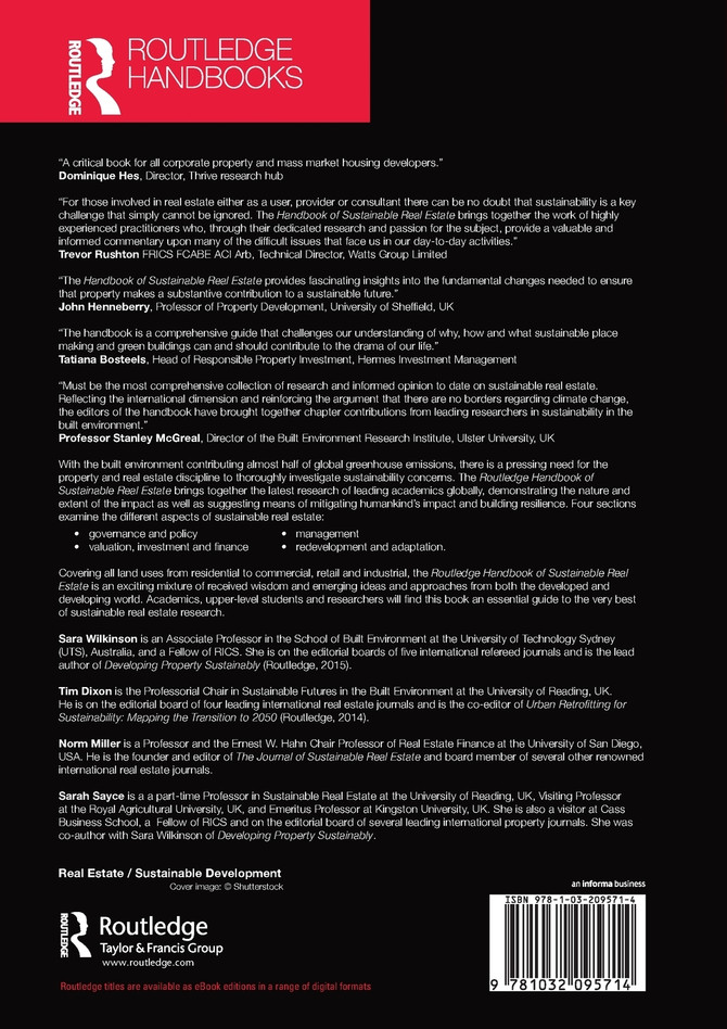 Routledge Handbook of Sustainable Real Estate