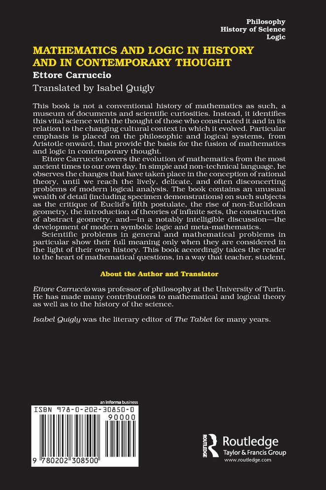 Mathematics and Logic in History and in Contemporary Thought