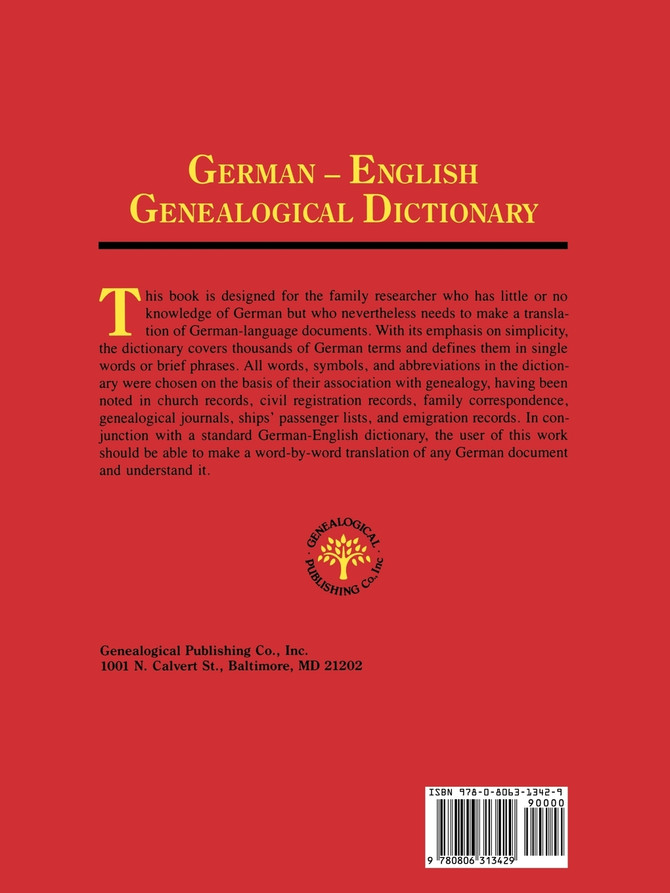 German-English Genealogical Dictionary