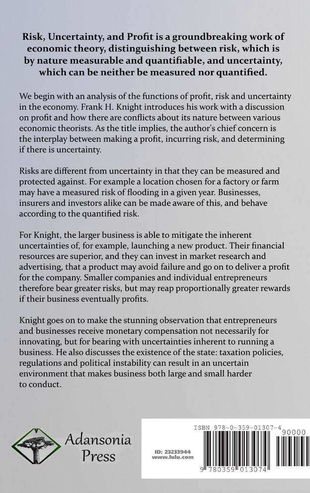 Risk, Uncertainty, and Profit