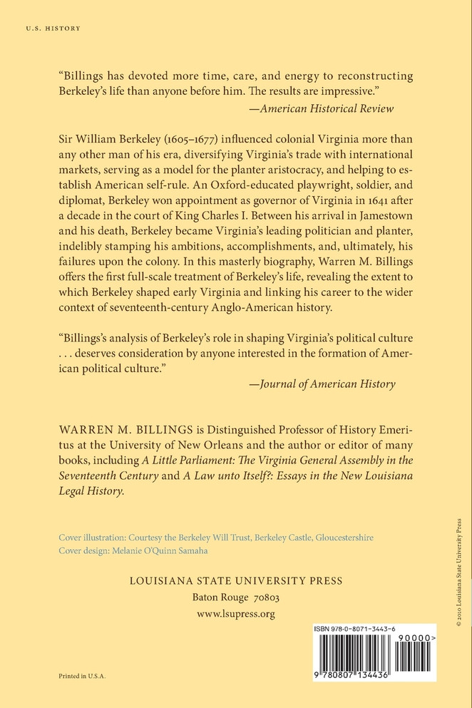 Sir William Berkeley and the Forging of Colonial Virginia