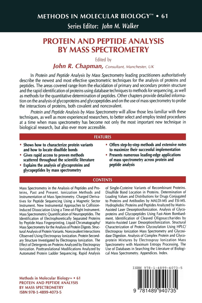 Protein and Peptide Analysis by Mass Spectrometry