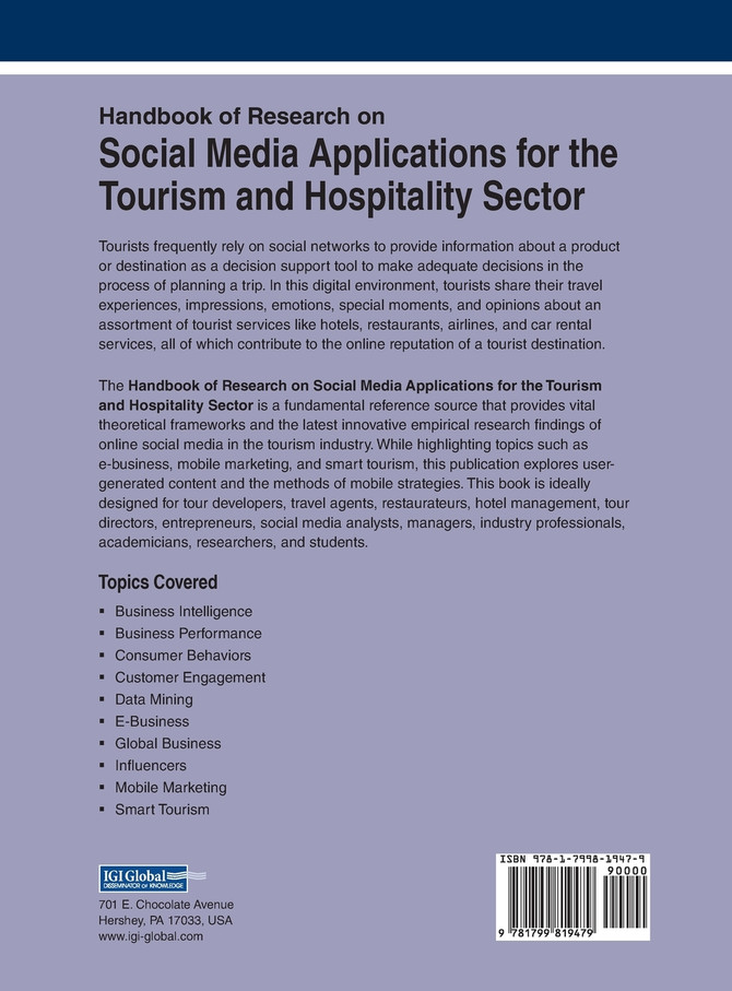 Handbook of Research on Social Media Applications for the Tourism and Hospitality Sector