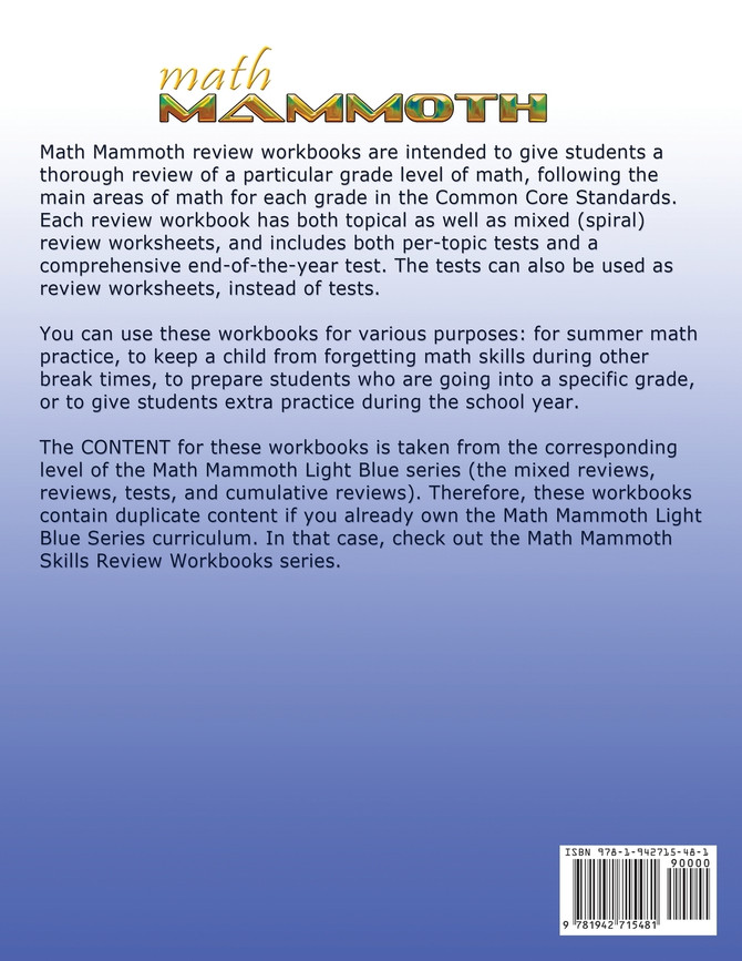 Math Mammoth Grade 7 Review Workbook