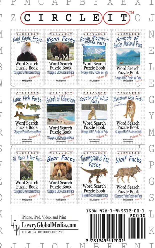 Circle It, Wolf Facts, Word Search, Puzzle Book