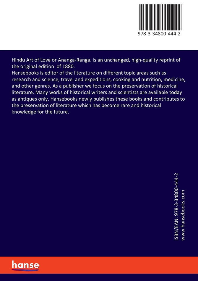 Hindu Art of Love or Ananga-Ranga.