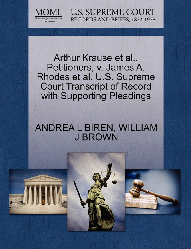 Arthur Krause et al., Petitioners, v. James A. Rhodes et al. U.S. Supreme Court Transcript of Record with Supporting Pleadings