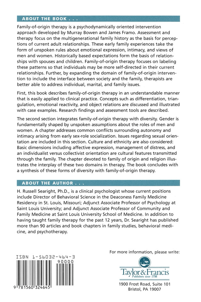 Family Of Origin Therapy And Cultural Diversity
