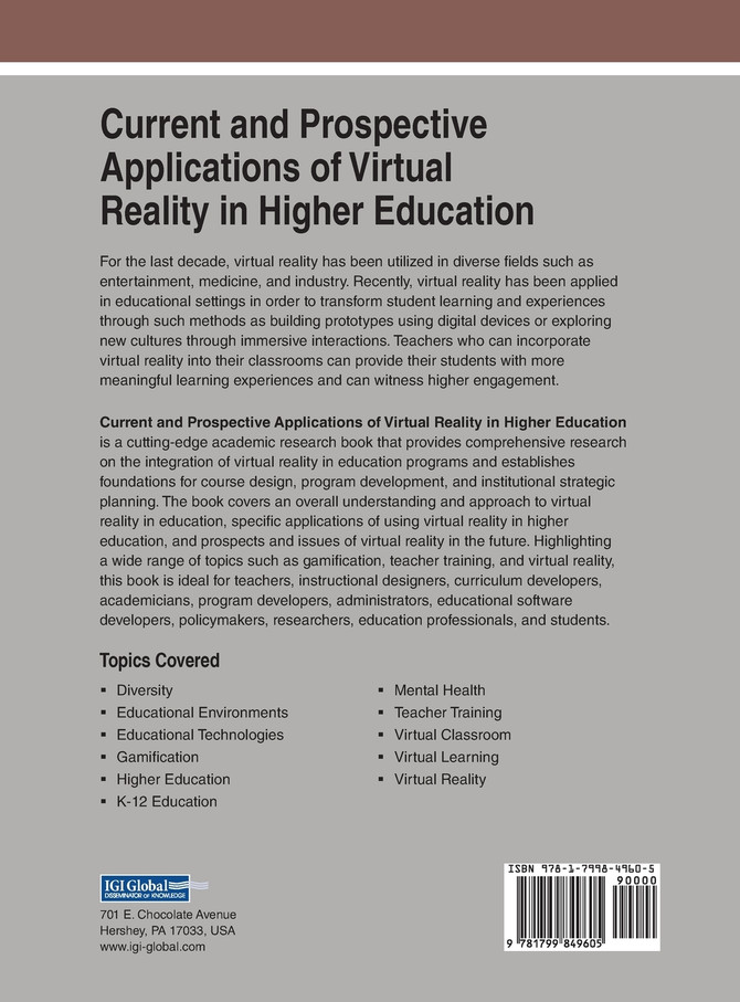 Current and Prospective Applications of Virtual Reality in Higher Education