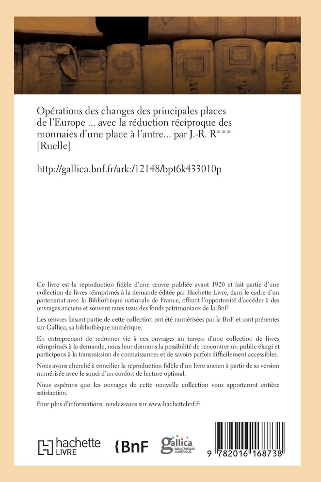 Opérations des changes des principales places de l'Europe  avec la réduction réciproque des monnaies