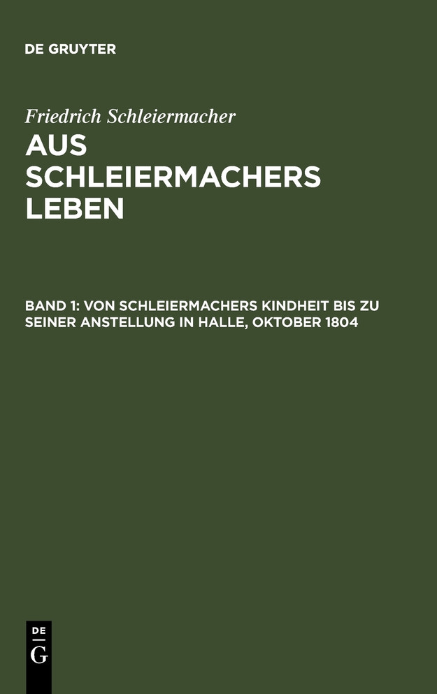 Von Schleiermachers Kindheit bis zu seiner Anstellung in Halle, Oktober 1804