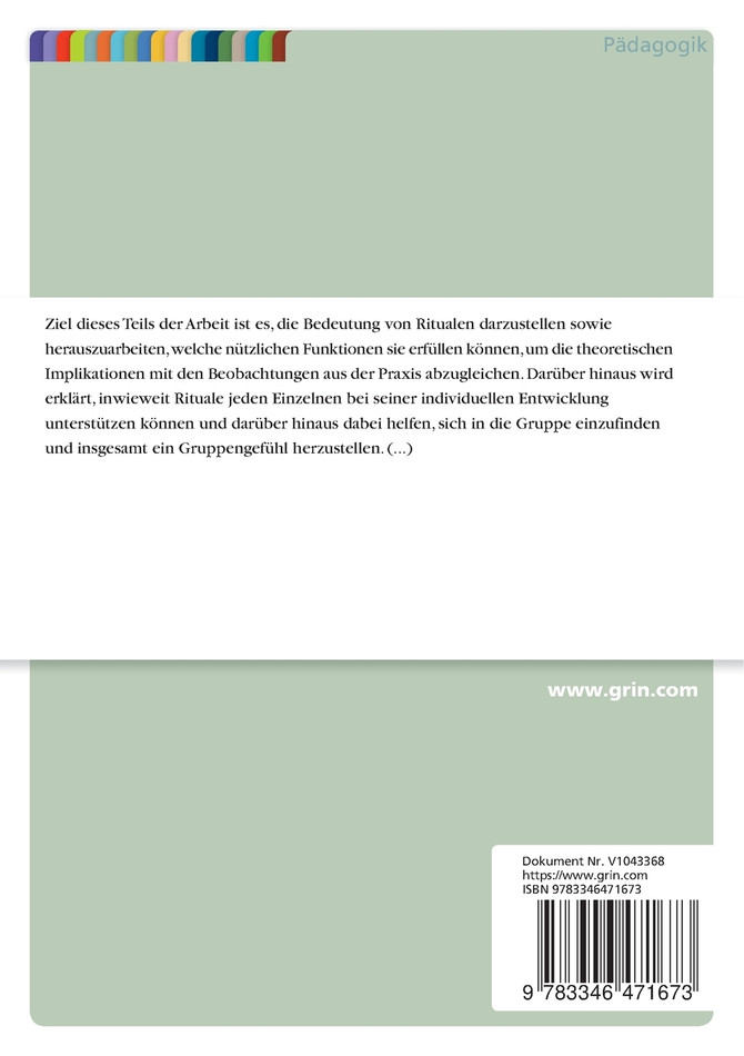Rituale in der Grundschule. Bedeutung und Wirkung