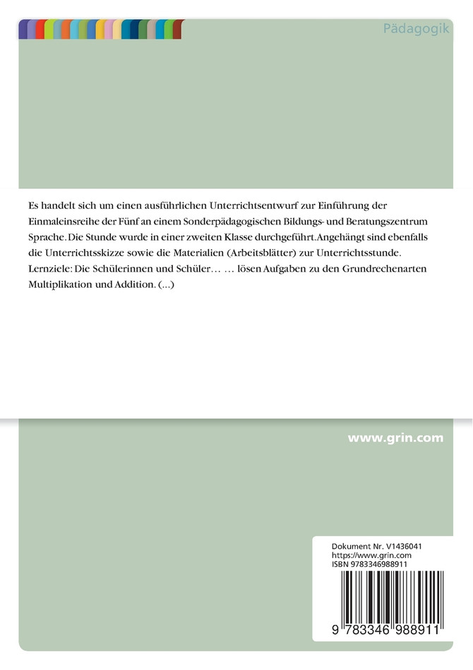 Die Einmaleinsreihe der Fünf (Mathematik, Klasse 2)