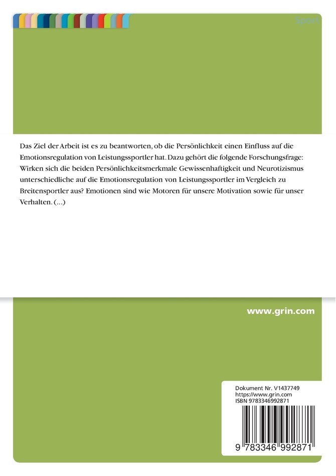Persönlichkeit und der Einfluss auf die Emotionsregulation im Leistungssport