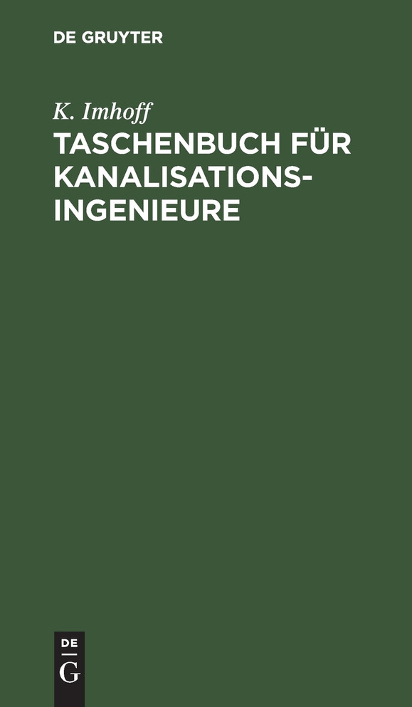 Taschenbuch für Kanalisationsingenieure