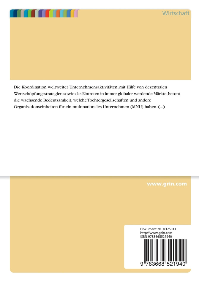 Kompetitive und kooperative Beziehungen zwischen Tochtergesellschaften multinationaler Unternehmen