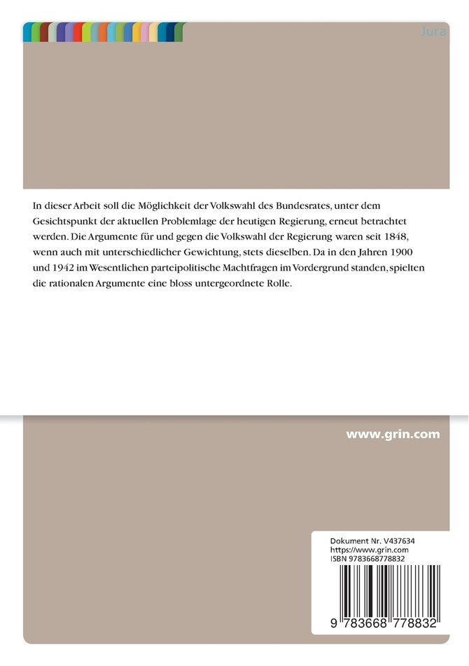 Die Volkswahl des Bundesrates