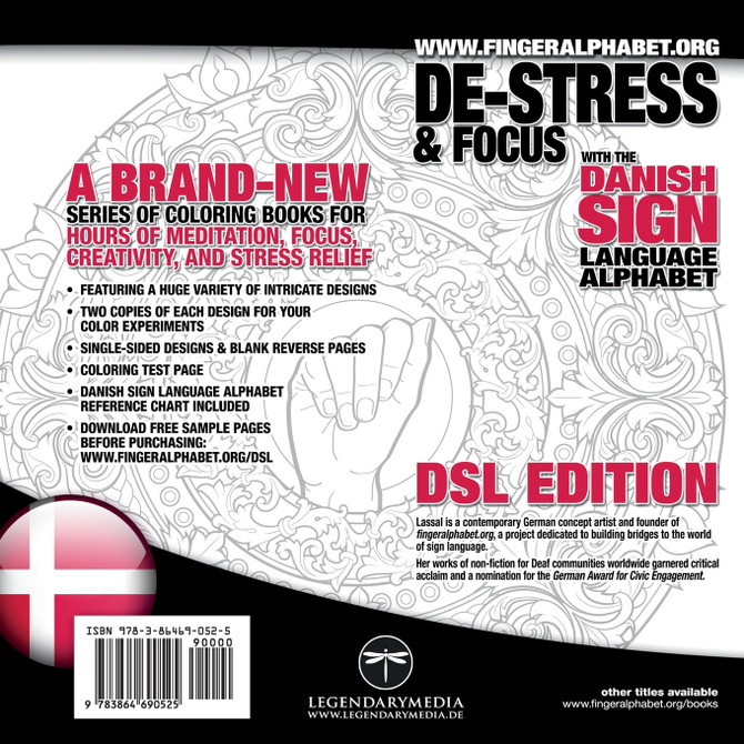 29x2 Intricate Coloring Pages with the Danish Sign Language Alphabet