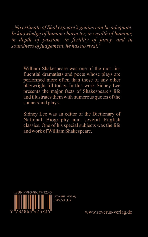 A Life of William Shakespeare. Biography