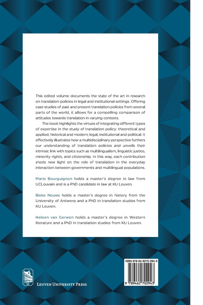 Translation Policies in Legal and Institutional Settings