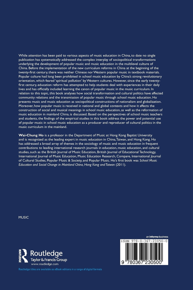 Popular Music, Cultural Politics and Music Education in China