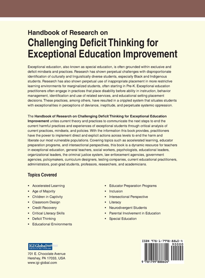 Handbook of Research on Challenging Deficit Thinking for Exceptional Education Improvement