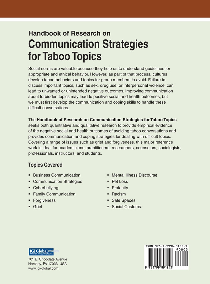 Handbook of Research on Communication Strategies for Taboo Topics