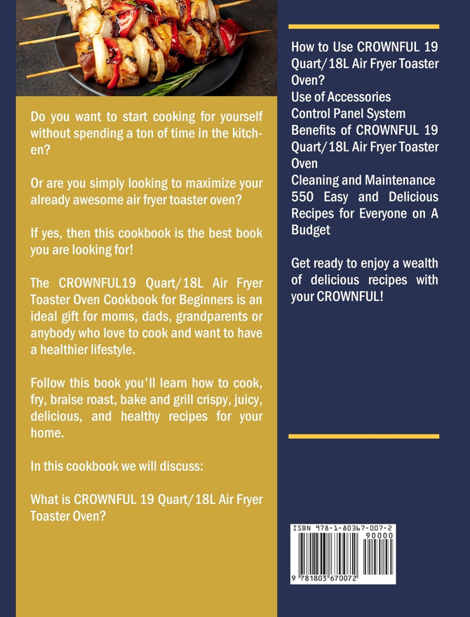 The CROWNFUL 19 Quart/18L Air Fryer Toaster Oven Cookbook for Beginners
