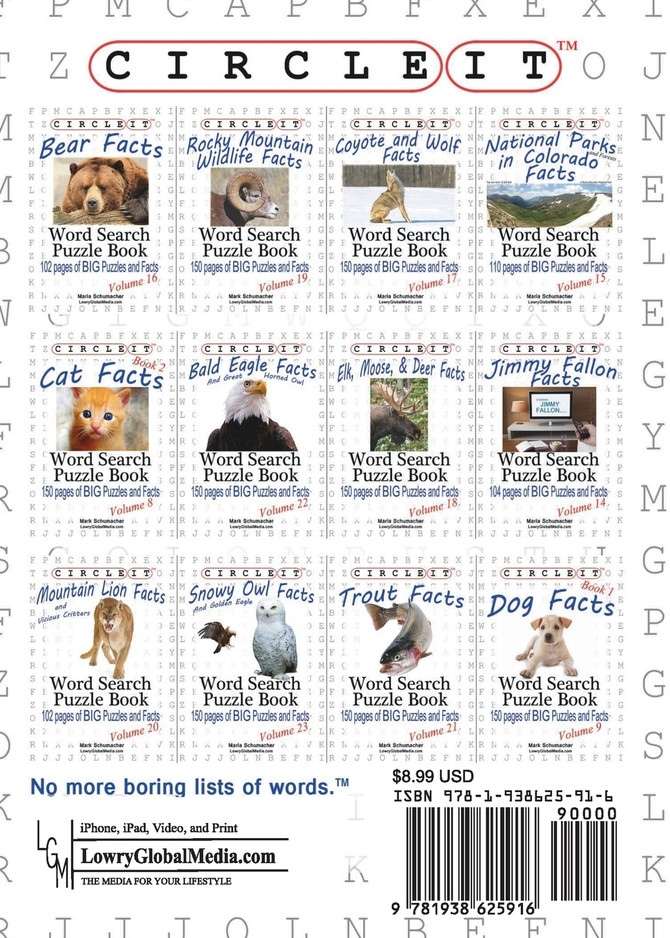 Circle It, Coyote and Wolf Facts, Pocket Size, Word Search, Puzzle Book