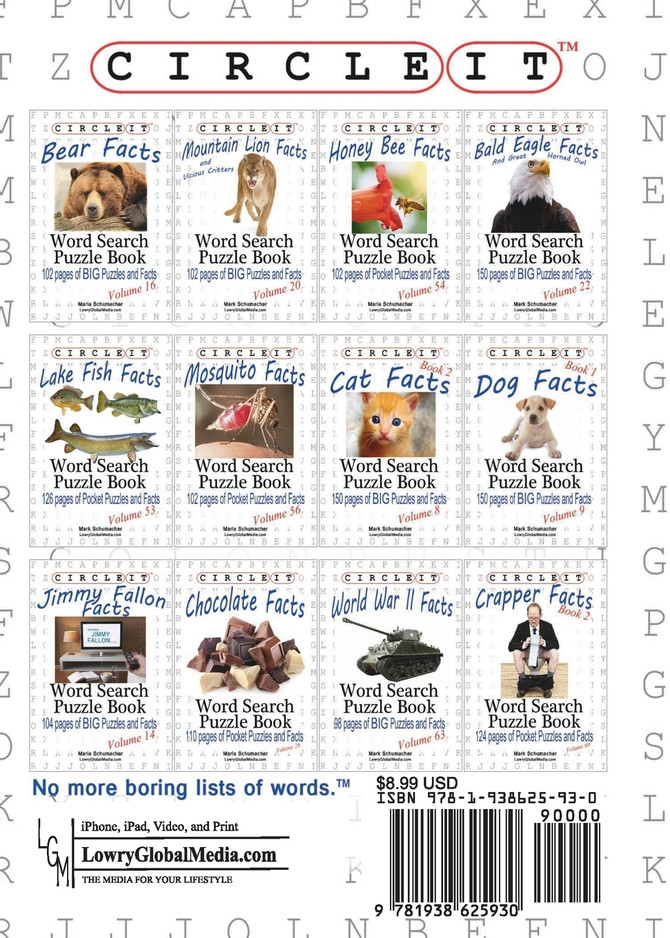 Circle It, Cat Facts, Book 1, Pocket Size, Word Search, Puzzle Book