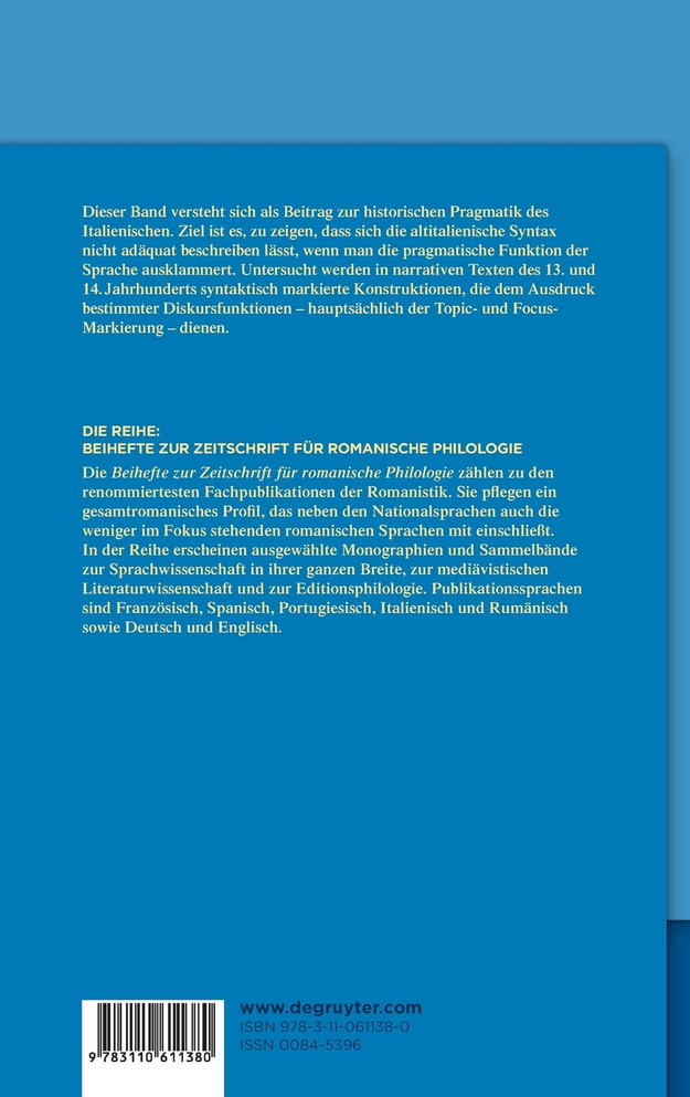 Topic- und Focus-Markierung im Altitalienischen