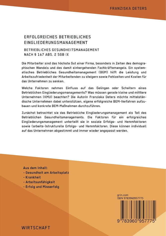 Erfolgreiches Betriebliches Eingliederungsmanagement in kleinen und mittleren Unternehmen