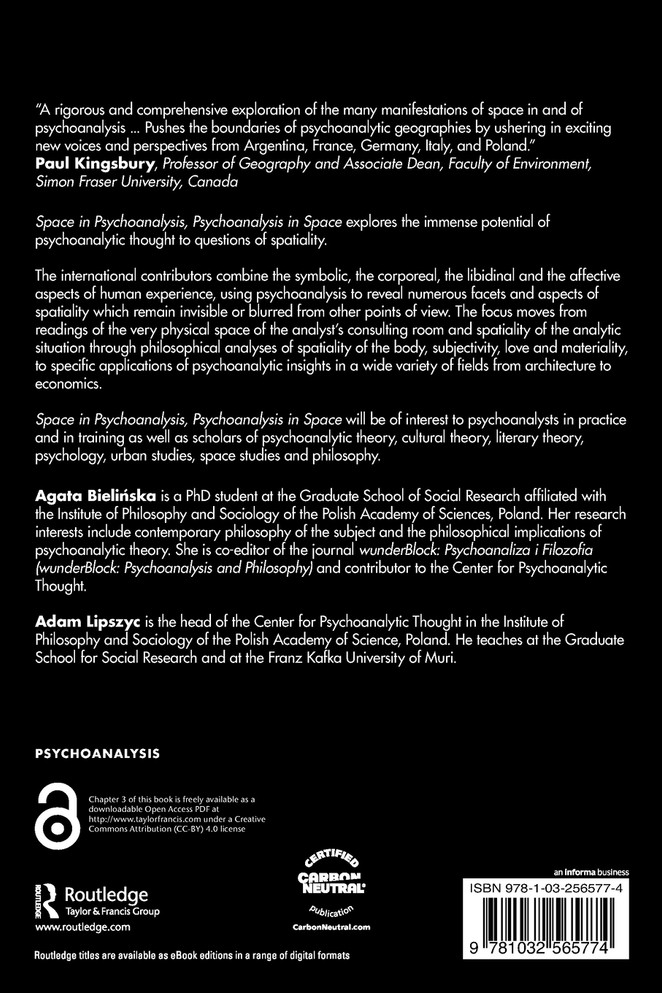 Space in Psychoanalysis, Psychoanalysis in Space