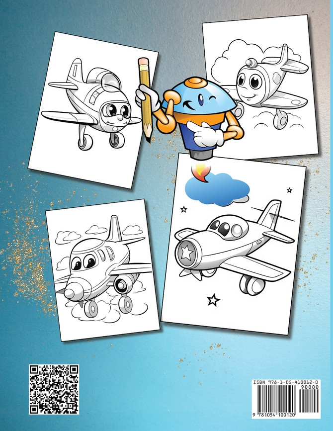 Cute Airplane Coloring Book  For Kids