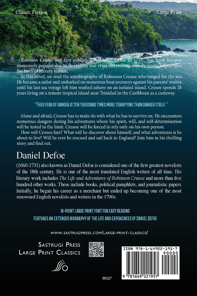 Robinson Crusoe (Annotated, Large Print)