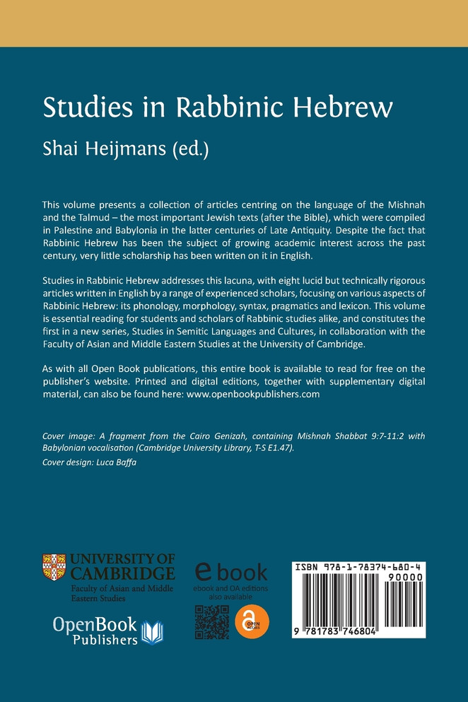 Studies in Rabbinic Hebrew